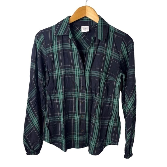 CAbi Big Sur Plaid Button Down Shirt Size XS Style 3769 Long Sleeve - Picture 2 of 7